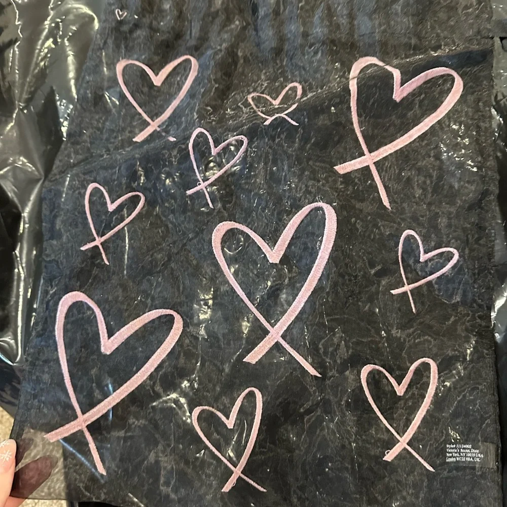 Victoria's Secret Black Tote with Pink Hearts